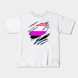 LGBTQI+ Superhero Gender Fluid flag Kids T-Shirt